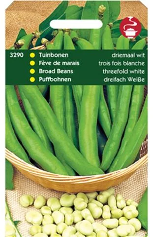 Hortitops Tuinbonen Vicia faba Driemaal Wit - Peulvruchten - 100 Gram
