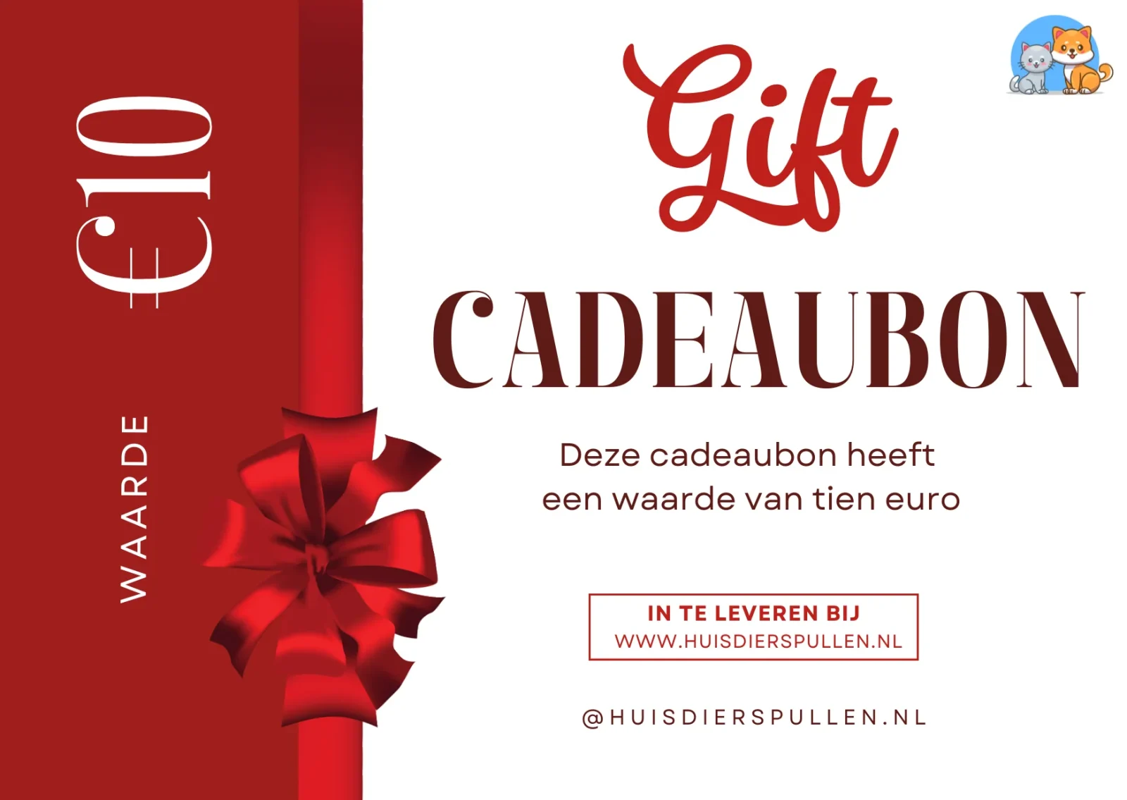 Huisdierspullen Cadeaubon 10 Euro