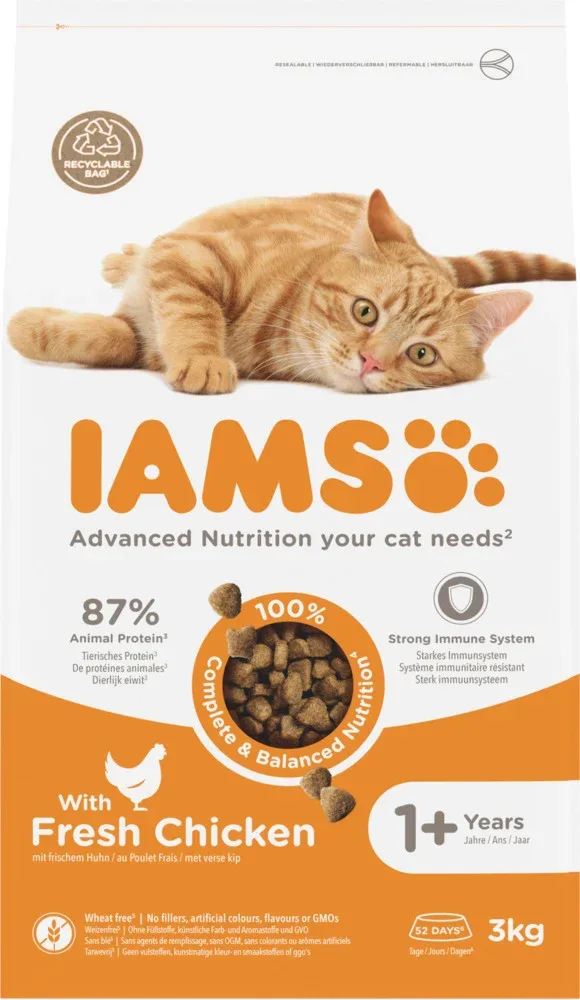 Iams Adult - Kattenvoer - 3 Kilogram - vis, kip