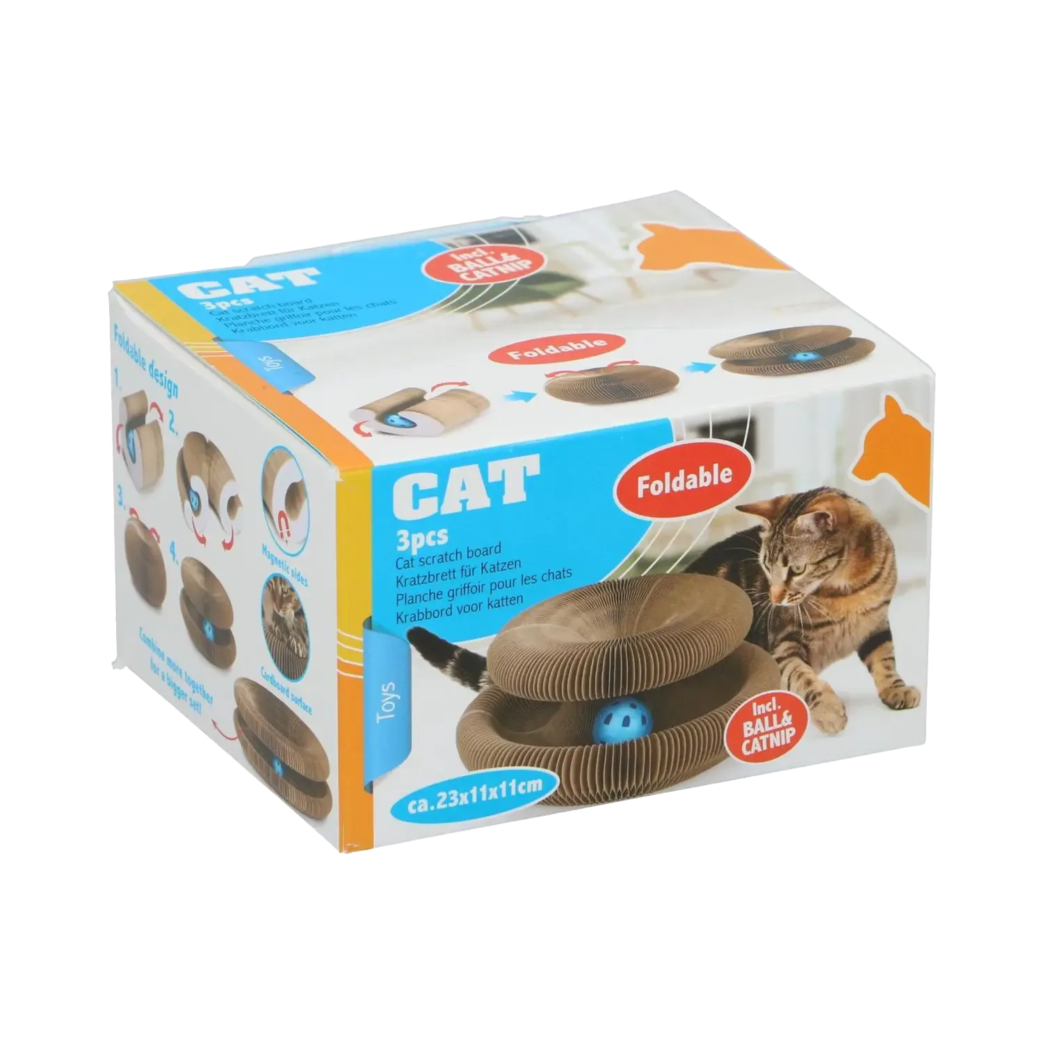 Kattenspeelgoed Krabkarton met Speelbal en Catnip