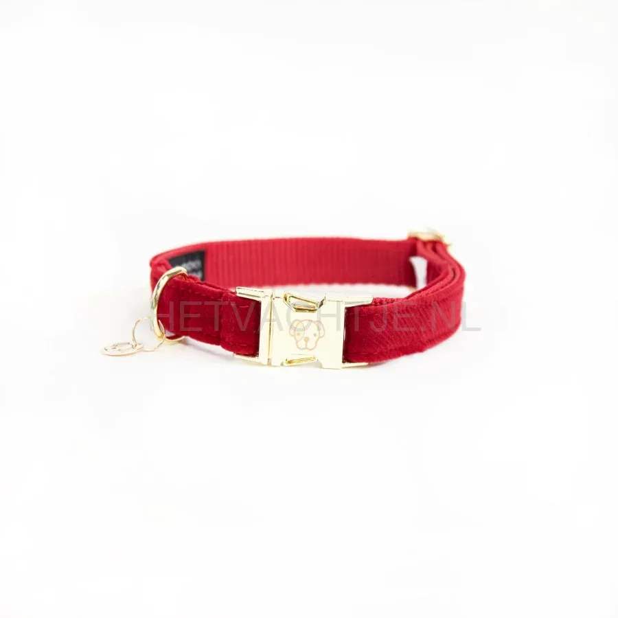 Kentucky - Hondenhalsband Corduroy Rood