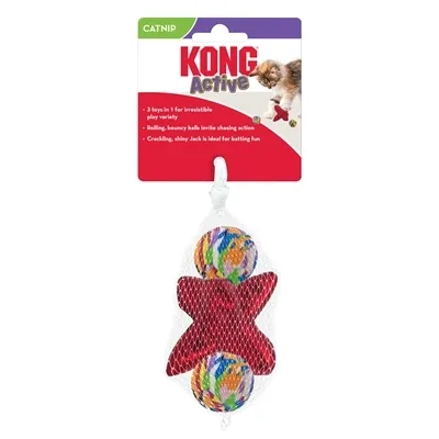 Kong Cat Active Jacks Stuiterbal Multipack met Catnip - Rood - Image 2