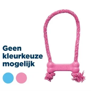 Kong Puppy Goodie Bone Rubber met Touw of - Roze
