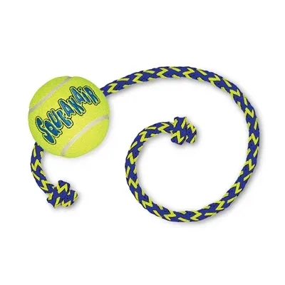 Kong Squeakair Bal met Touw - Geel