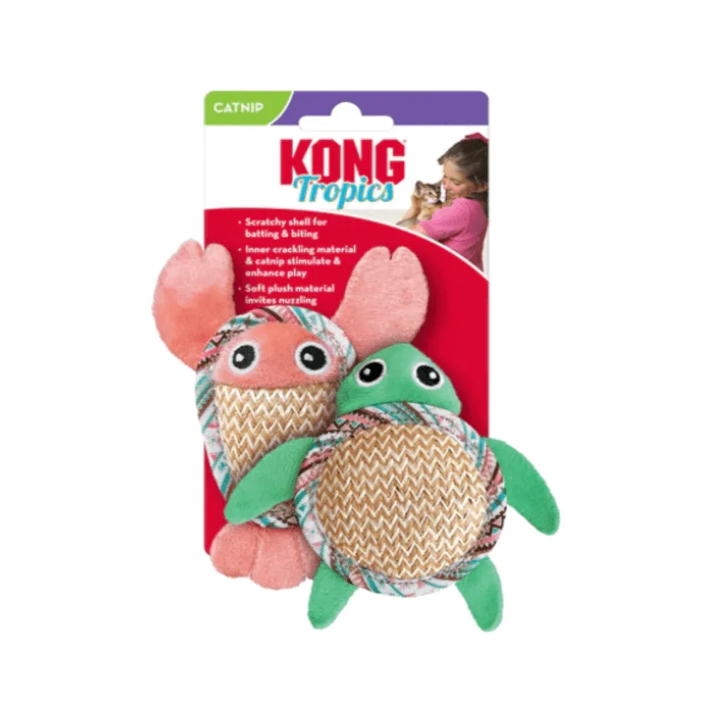 Kong - Tropics Krab & Schildpad - Kattenspeelgoed met catnip - 12cm