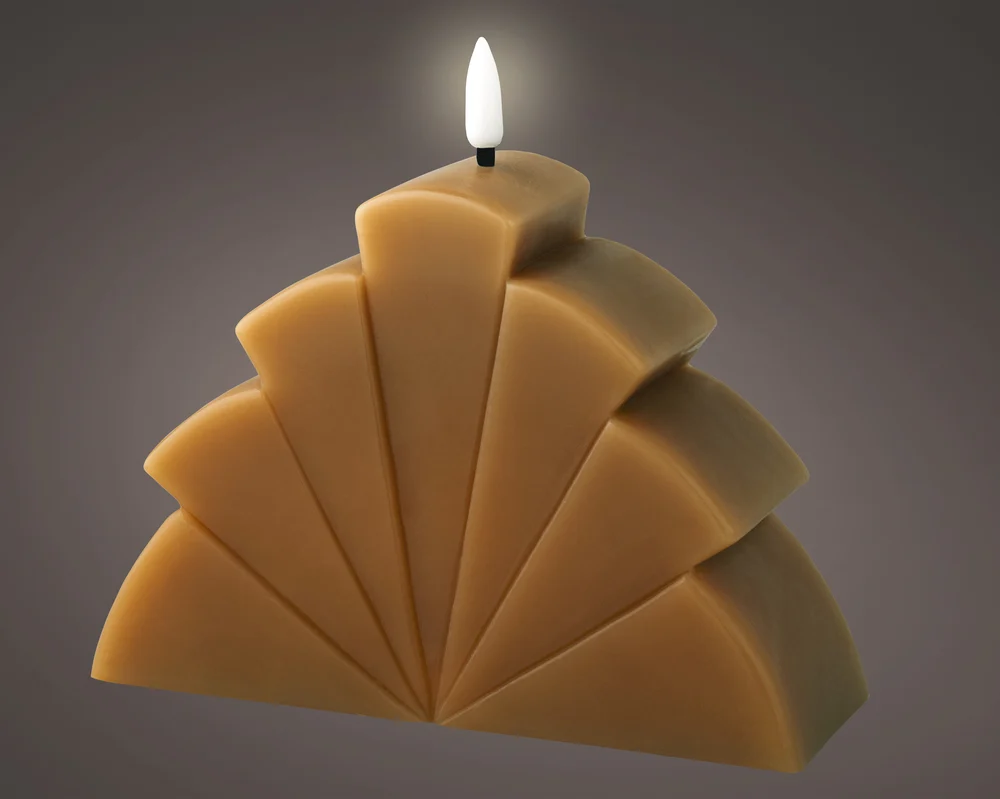 Lumineo Wax - Bruine LED Kaars - 16.2 cm - Bruin/warm wit
