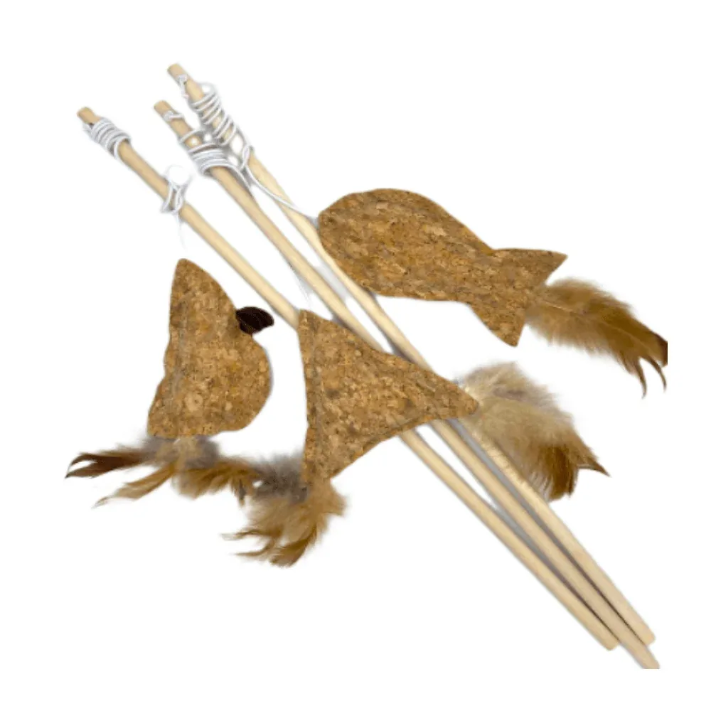 MaxxPro - Kattenhengel - Hout/kurk - Visje - Interactief - 41 cm