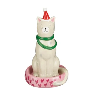 Mica Decorations Witte Kat - Kerstdecoratie - Grijs