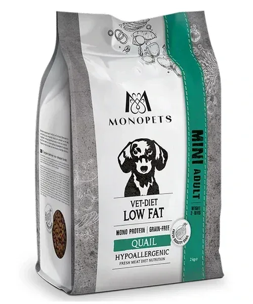 Monopets hypoallergenic Mini Vet-Diet Low Fat Kwartel