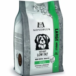 Monopets Large Vet-Diet Low Hypoallergeen Monoprotein - Hondenvoer - 2 Kilogram - kwartel