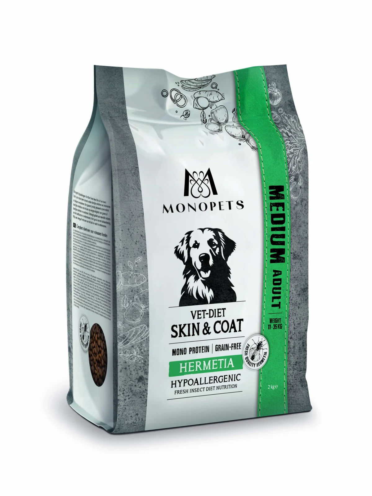 Monopets Medium Vet-Diet Hypoallergeen Monoprotein - Hondenvoer - 2 Kilogram - insecten