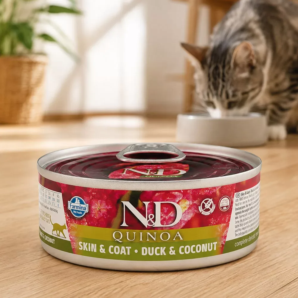 N&D Quinoa Wet Cat Skin and Coat Duck - Image 2