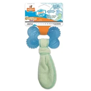 Nylabone Puppy Freezer Bone with Wash Cloth Pindakaassmaak Medium Tot - 16 kg