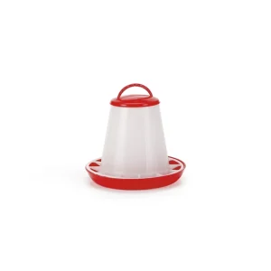 Olba Voersilo met deksel - Plastic - 6 Kilogram - Rood / Wit - 32x32x32 cm