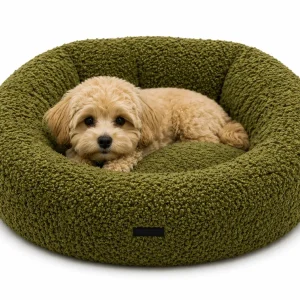 Orthopedische Donut hondenmand Boucle Lex Olijfgroen