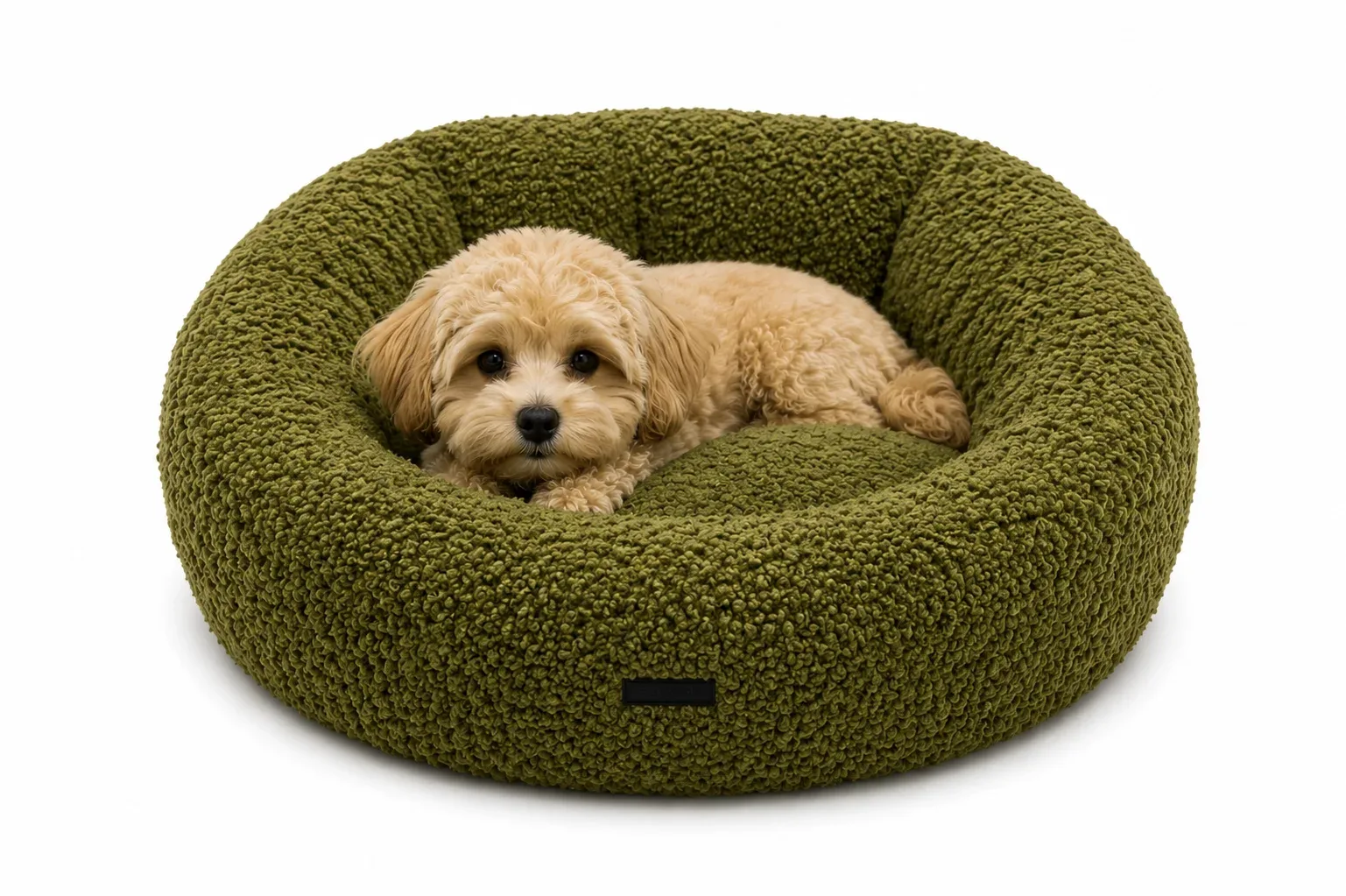 Orthopedische Donut hondenmand Boucle Lex Olijfgroen