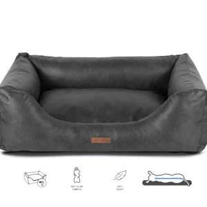 Orthopedische Hondenmand Lederlook Soft Antraciet