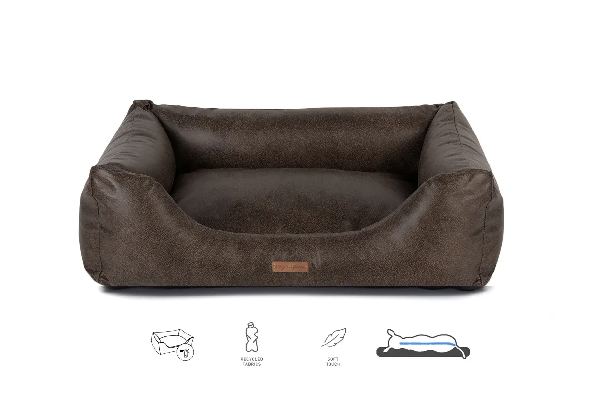 Orthopedische Hondenmand Lederlook Soft Bruin