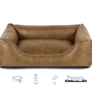Orthopedische Hondenmand Lederlook Soft Cognac