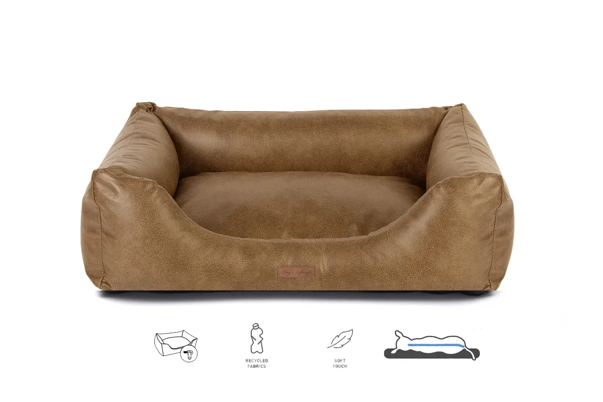 Orthopedische Hondenmand Lederlook Soft Cognac