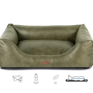 Orthopedische Hondenmand Lederlook Soft Mosgroen