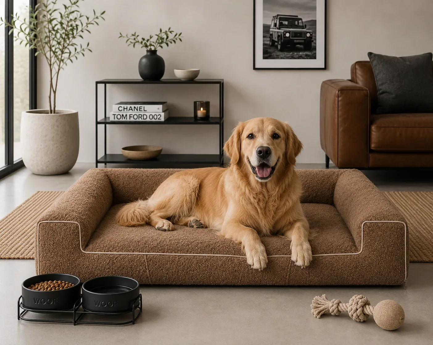 Orthopedische Hondenmand Lounge Bed Boucle Bruin / Terra