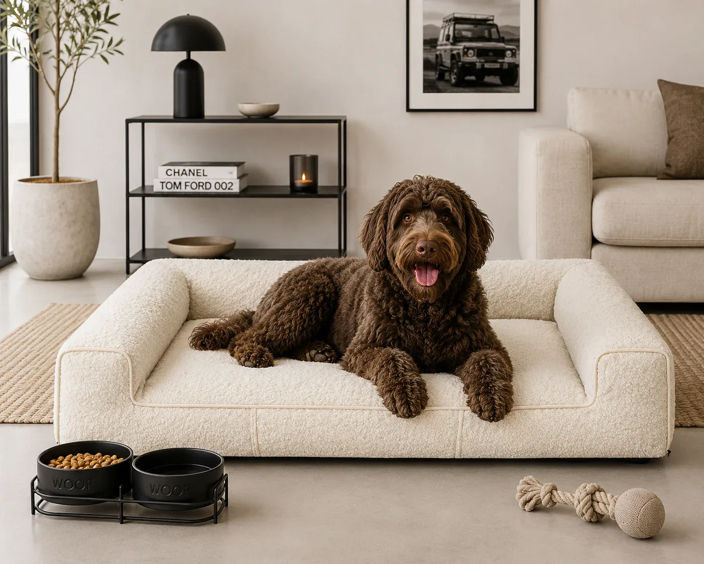 Orthopedische Hondenmand Lounge Bed Boucle Ivoor