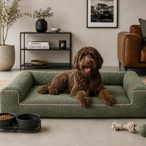 Orthopedische Hondenmand Lounge Bed Boucle Mosgroen