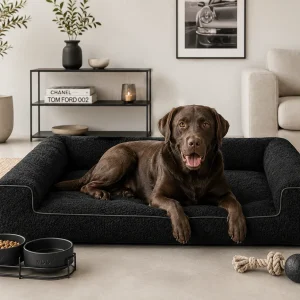 Orthopedische Hondenmand Lounge Bed Boucle Zwart