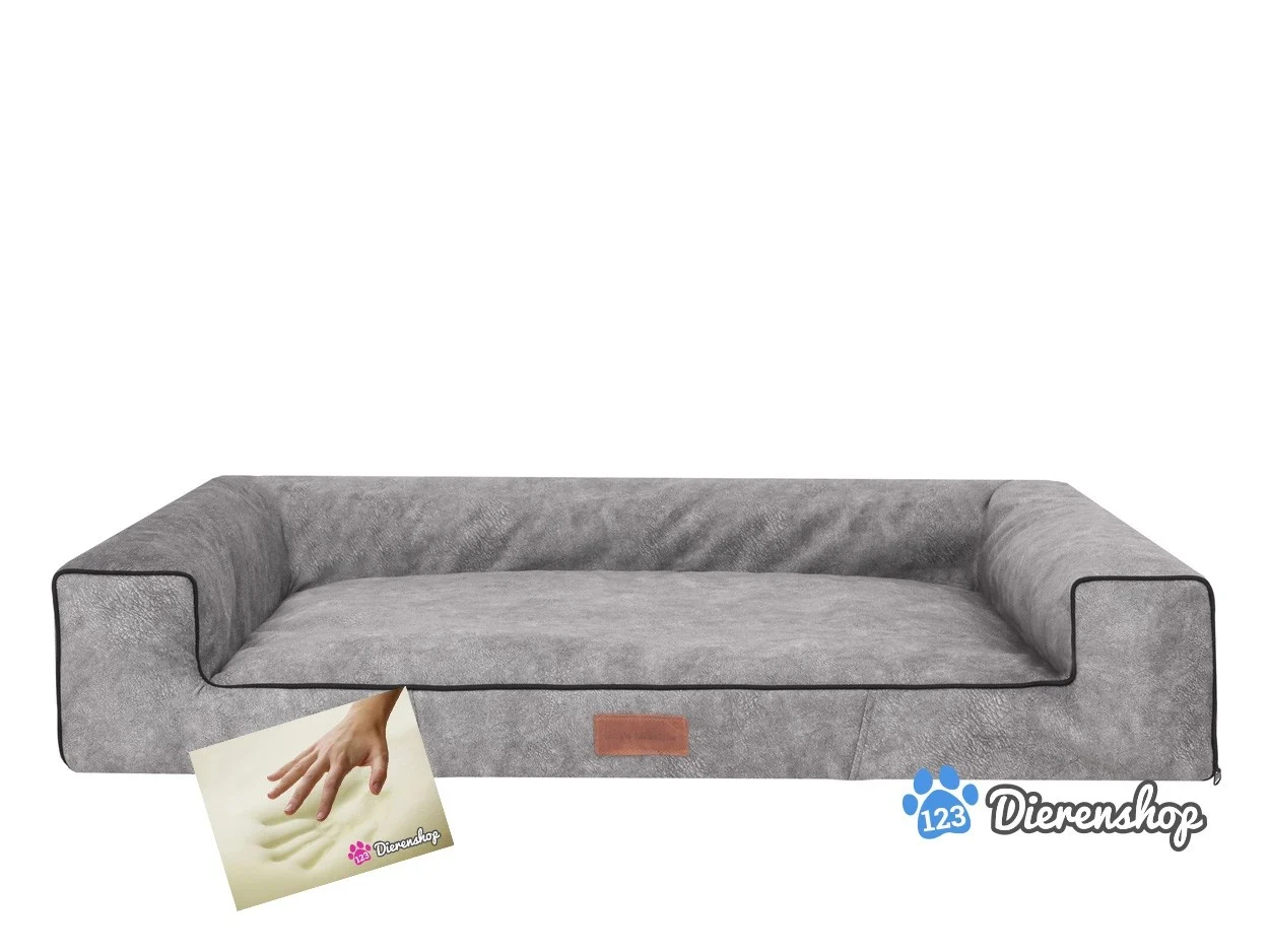 Orthopedische hondenmand lounge bed indira misty grijs