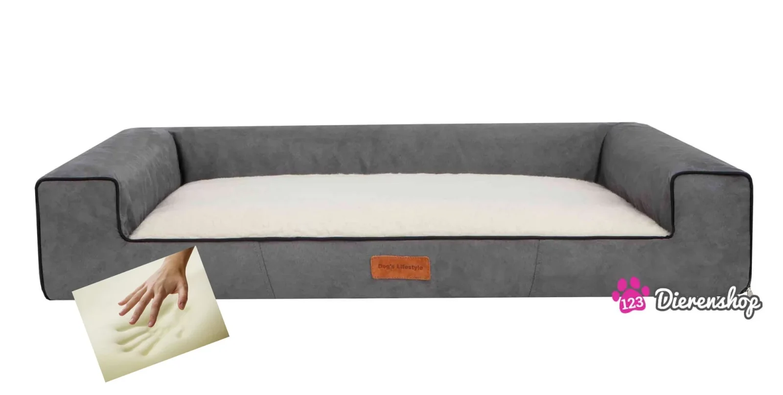 Orthopedische hondenmand Lounge Bed Suedine Deluxe Grijs 100 cm
