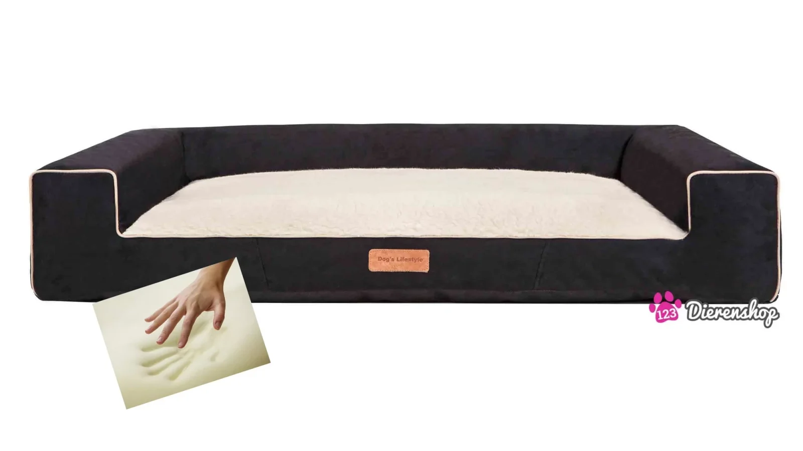 Orthopedische hondenmand Lounge Bed Suedine Deluxe Zwart 100 cm
