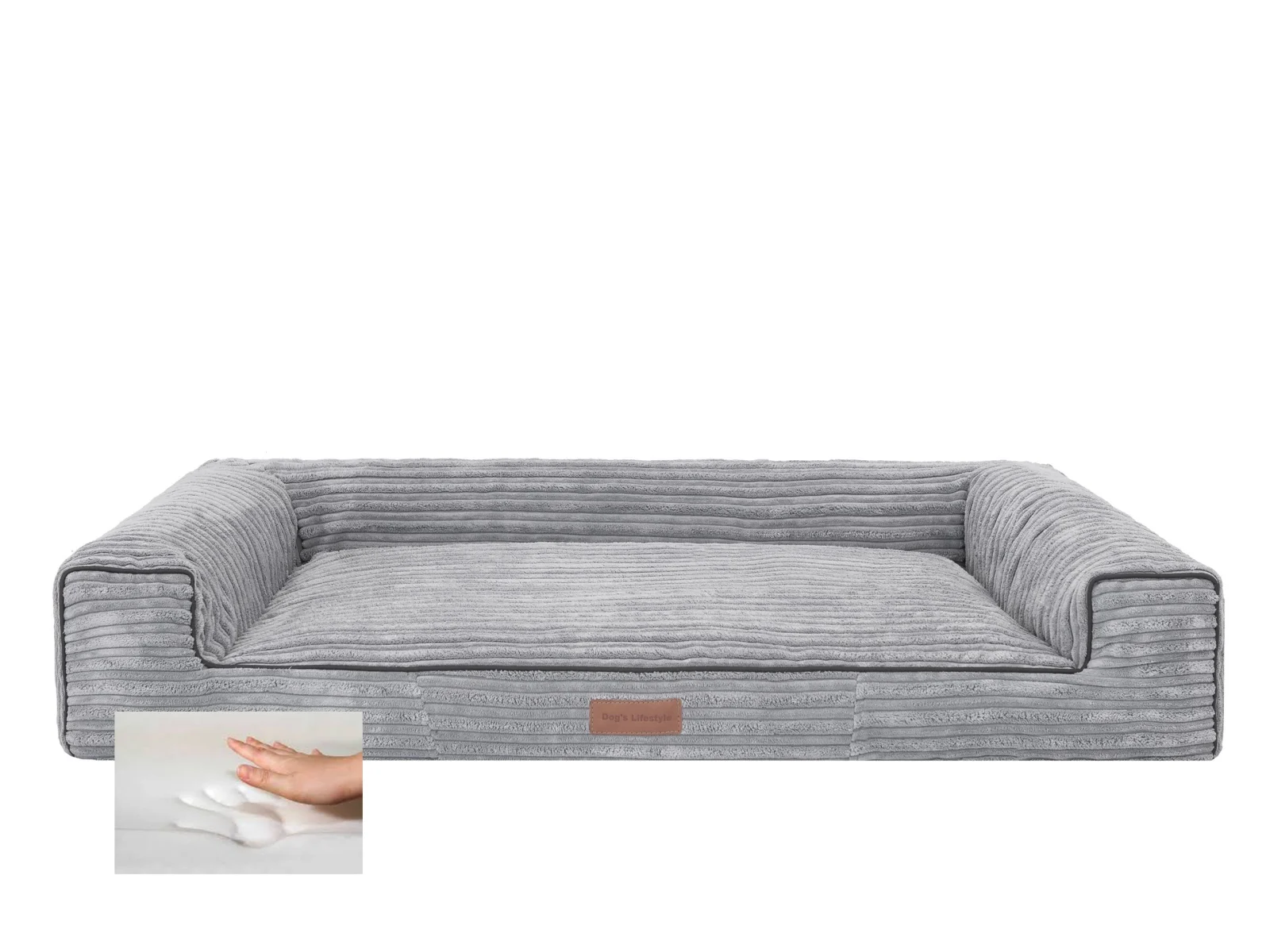 Orthopedische hondenmand Lounge Bed supersoft Rib grijs 100cm