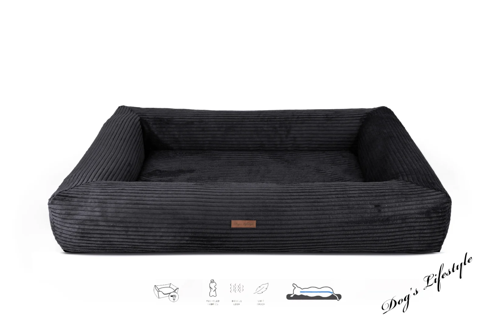 Orthopedische Hondenmand Ribbed Deluxe Rechthoek Zwart - Image 2