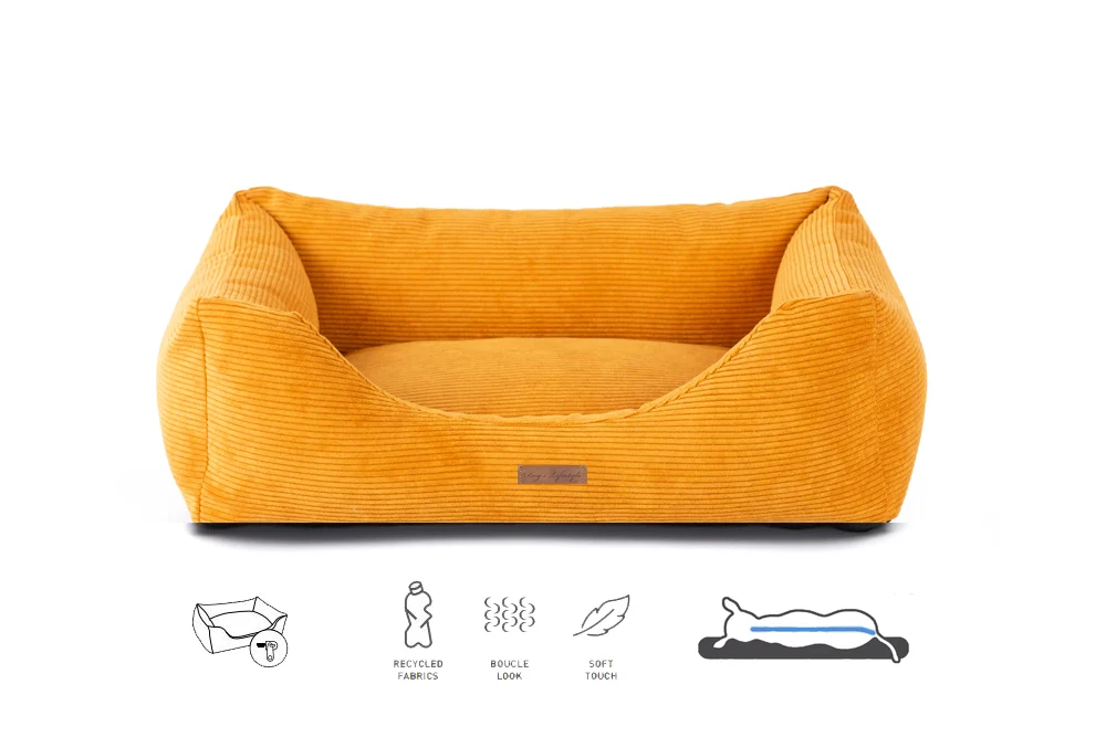 Orthopedische Hondenmand Ribbed Okergeel