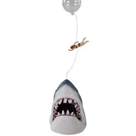 Penn Plax Jaws aanval met drijvende zwemmer - Ornament - L 10.3x11.7x13.5 cm - Ornament - Pets Place