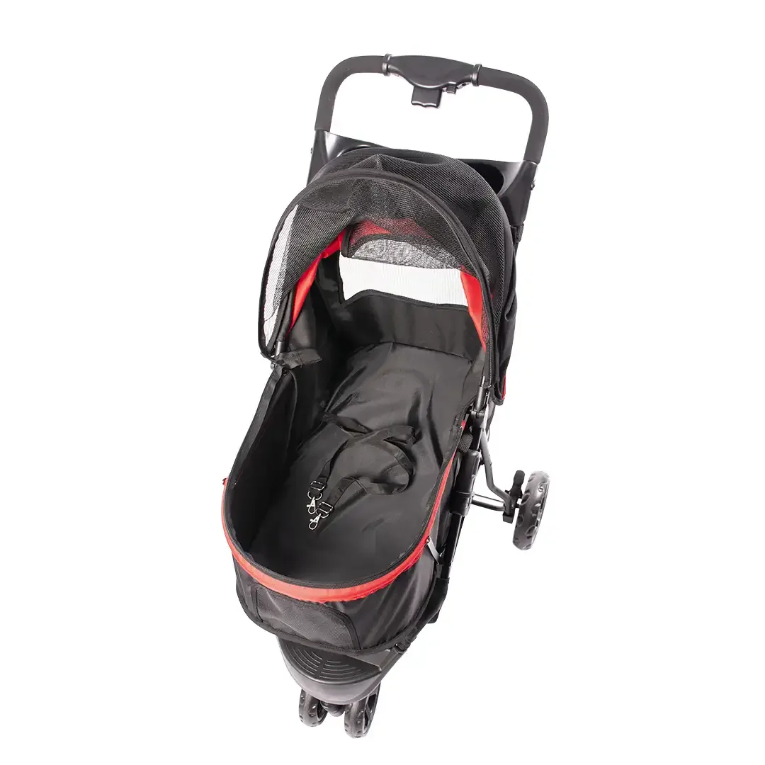 Pet Buggy 3-wieler 79x55x99cm – max. 15kg zwart/rood - Image 2