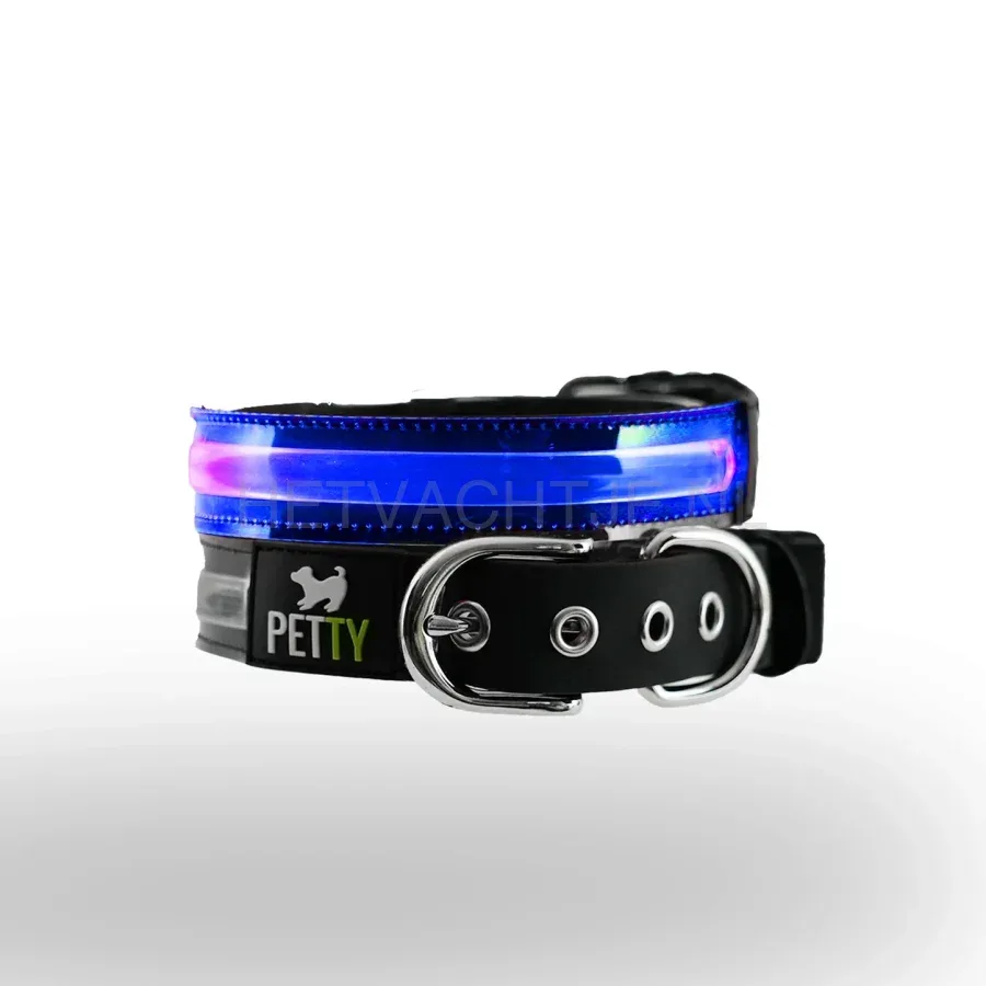 PettyItalia - LED Biothane Halsband Blauw