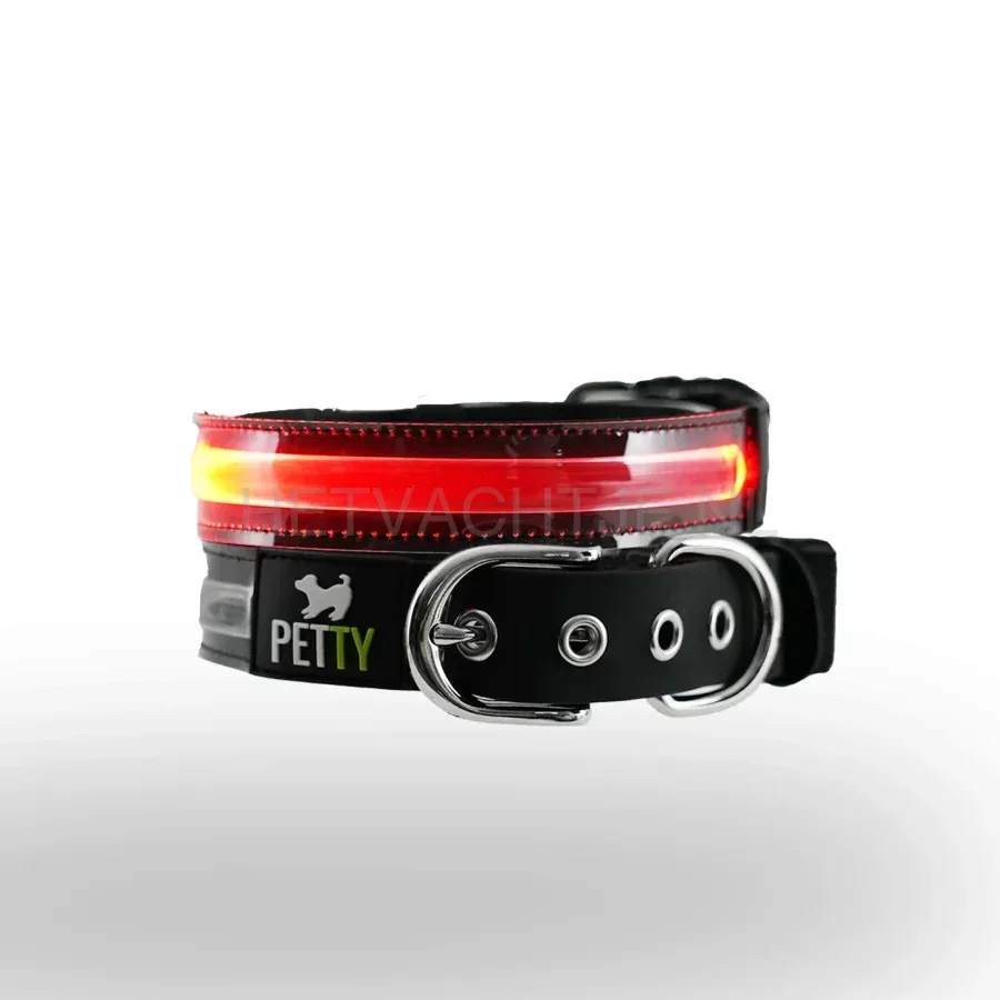PettyItalia - LED Biothane Halsband Rood