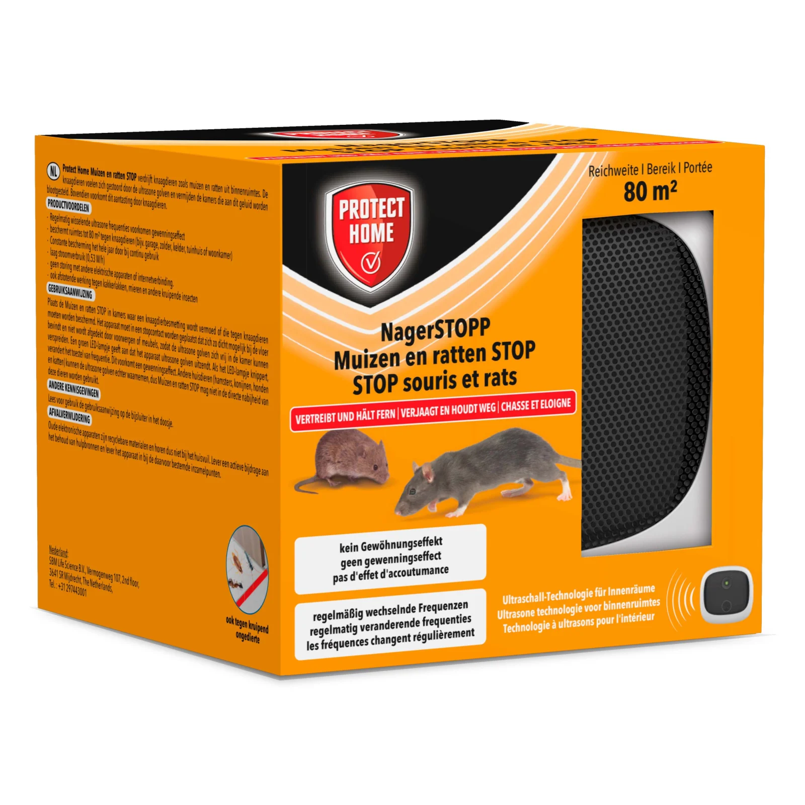 Protect Home Muizen en ratten STOP - Ultrasoon muizenverjager - 150 m2 - 150 m2