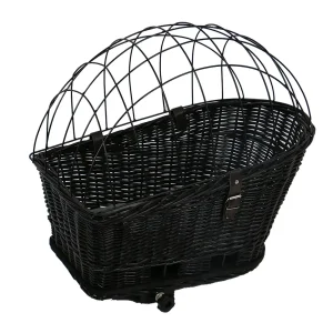 Provence rieten fietsmand bagagedrager & kuss 35x55x49cm – max. 13kg zwart