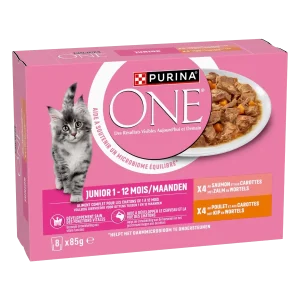 Purina One Junior Kip en Zalm 8×85 g