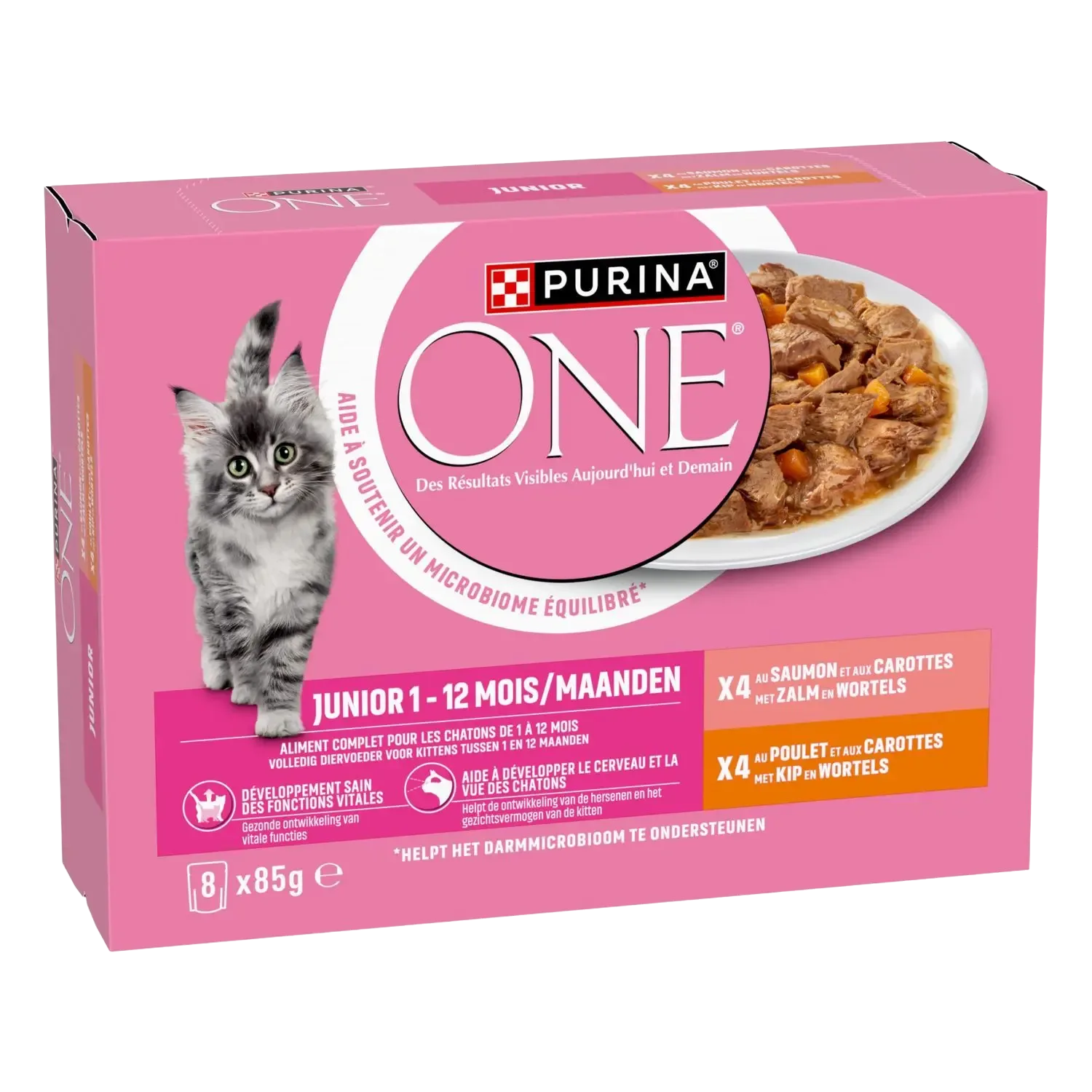 Purina One Junior Kip en Zalm 8×85 g