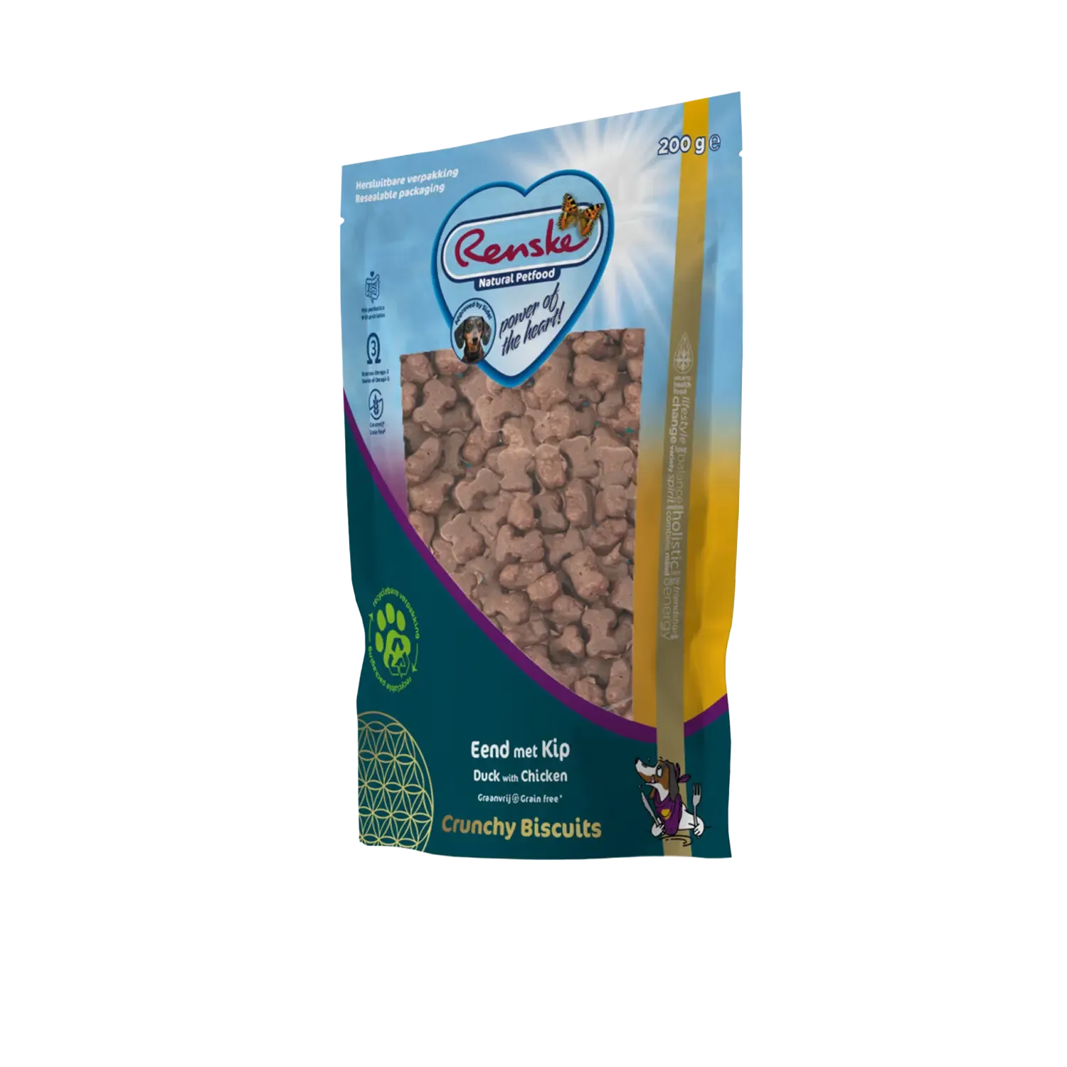 Renske Gezonde Beloning Hond Crunchy Eend & Kip 200 g