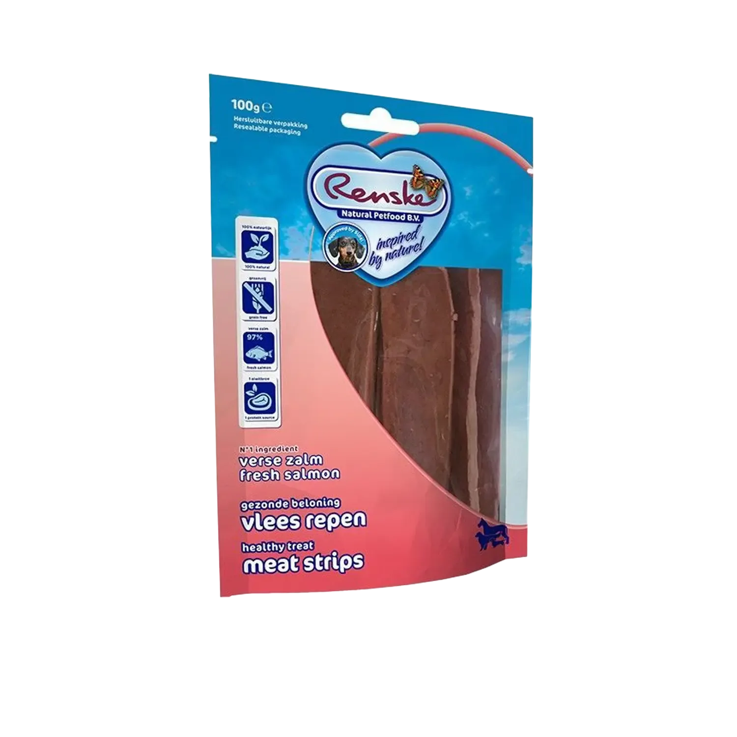 Renske Gezonde Beloning Vleesstrips Zalm 100 g