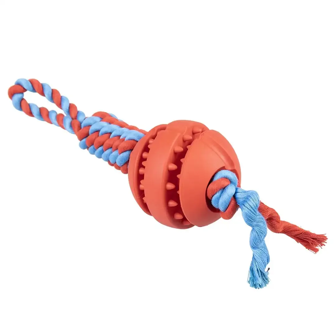 Rubrop tuggertouw met bal 33x8x8cm rood