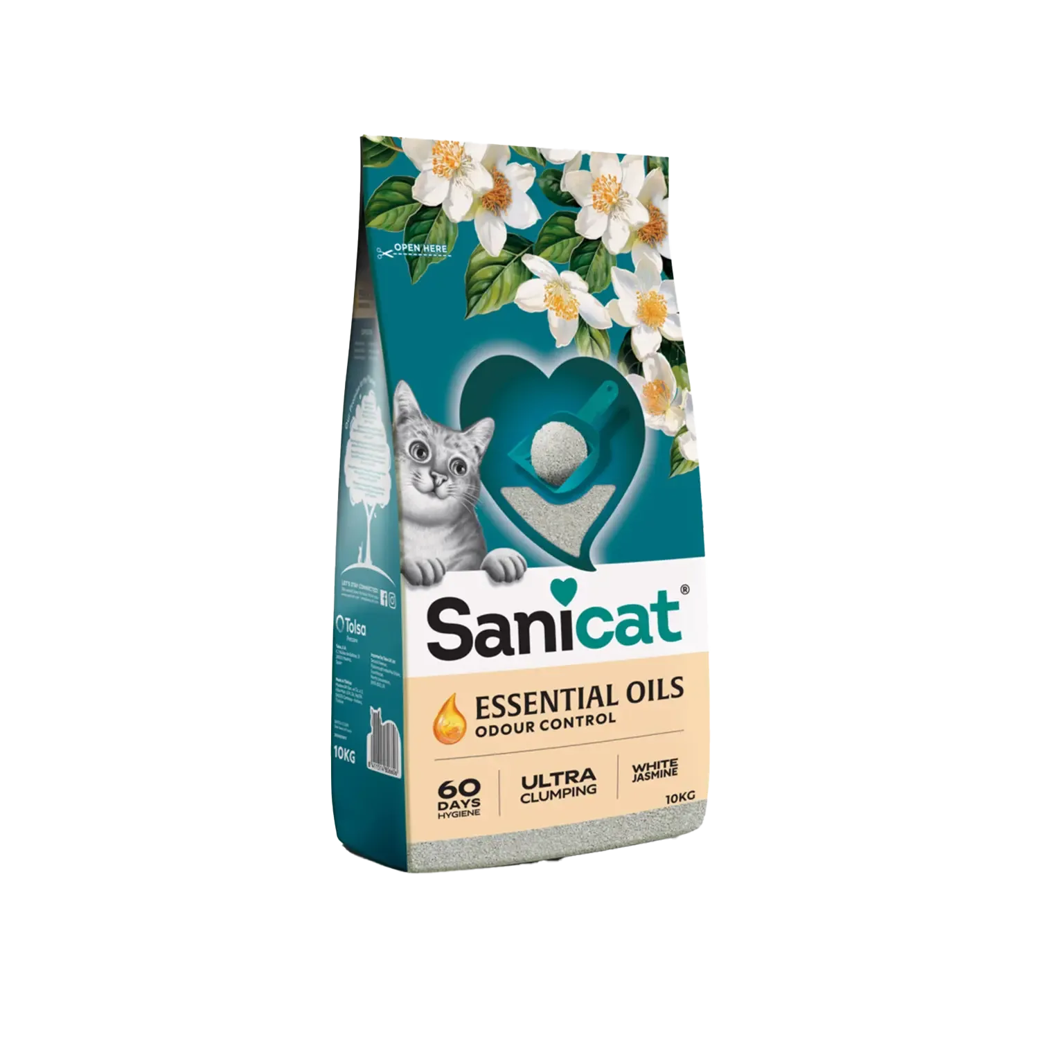 Sanicat Kattenbakvulling Essential Oils Ultra White Jasmine 10 kg