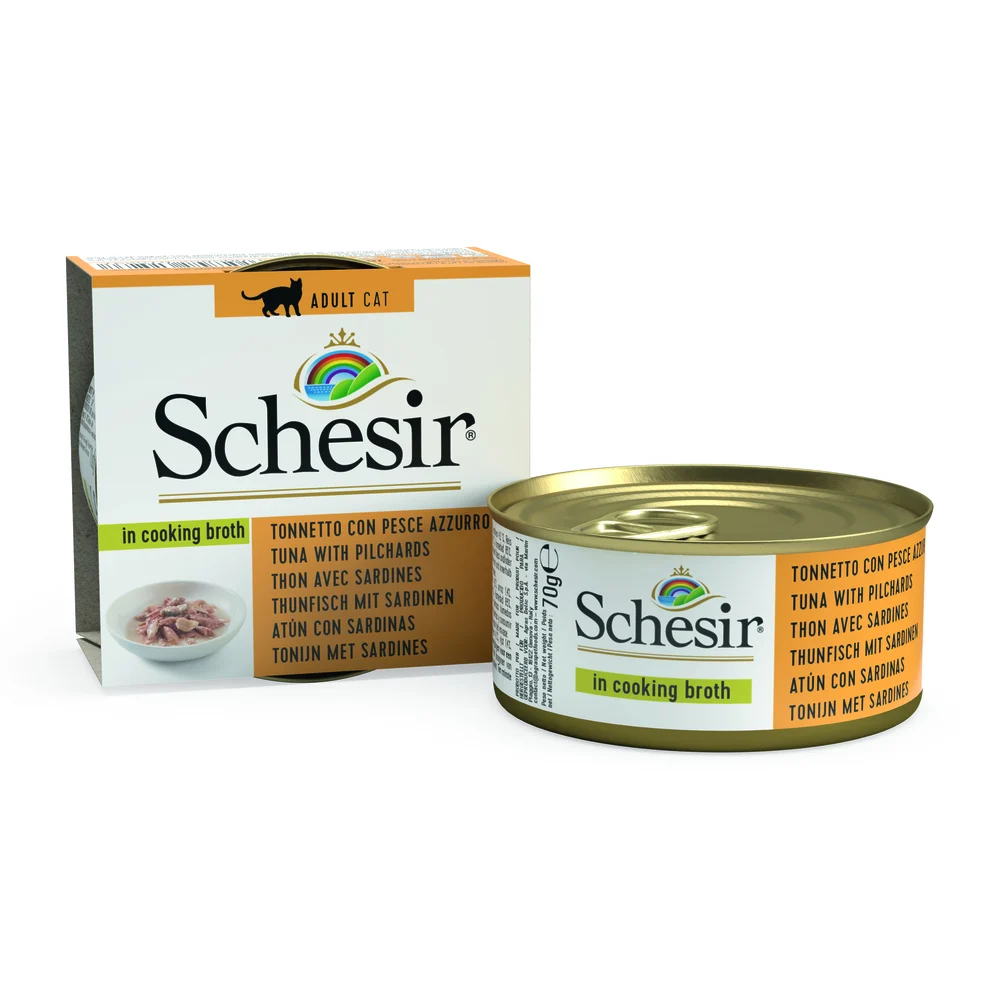 Schesir - Kattenvoer in bouillon - 70 Gram - tonijn en vis