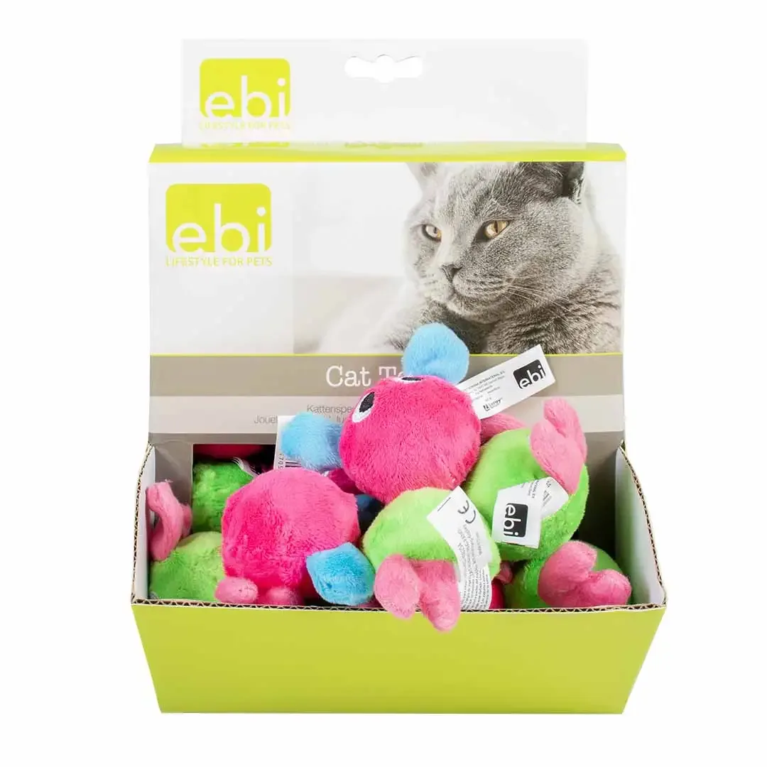 Short-plush pet ping-pong ball 4cm – display gemengde kleuren - Image 2