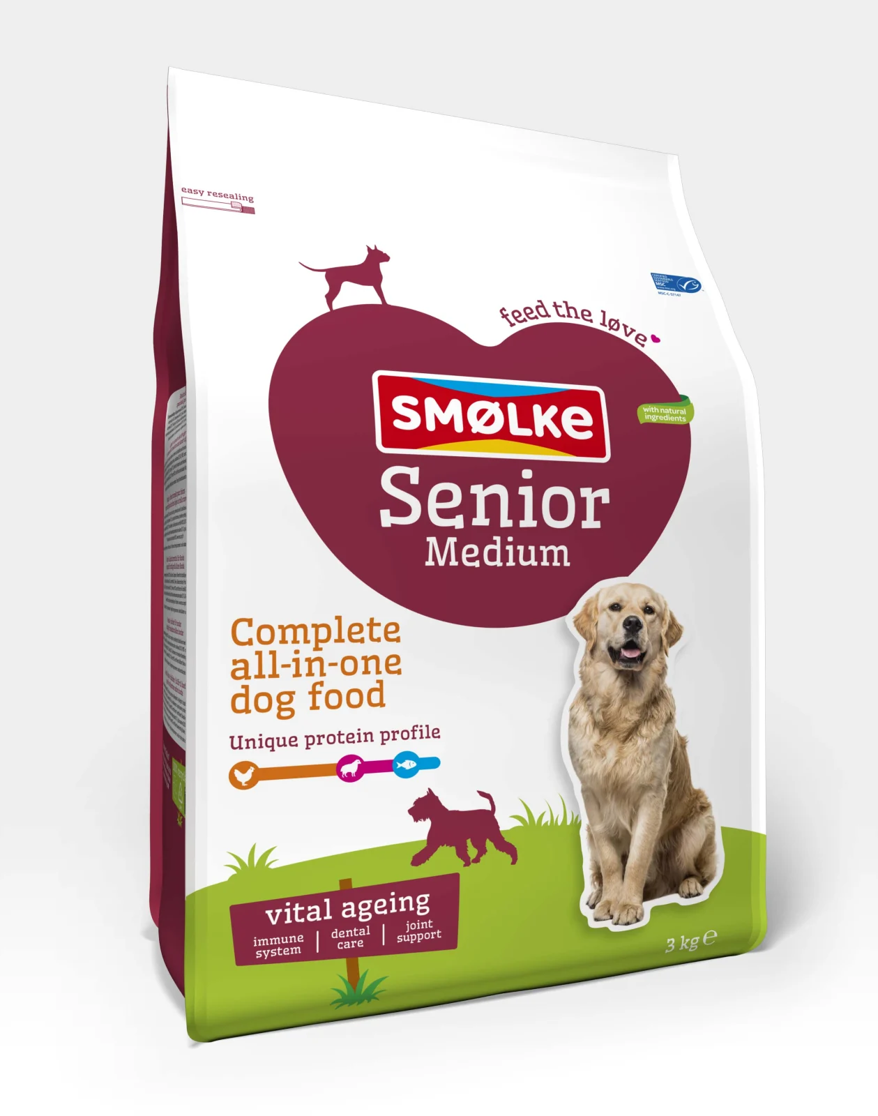 Sm枚lke Senior Medium - Hondenvoer - 12 Kilogram - kip, lam, vis